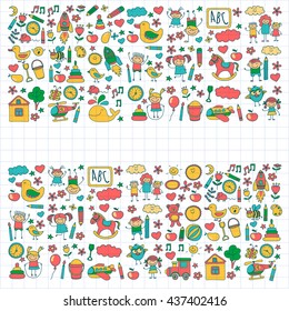 Doodle vector kindergarten elements