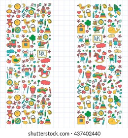 Doodle vector kindergarten elements