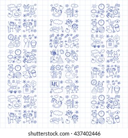 Doodle vector kindergarten elements