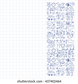 Doodle vector kindergarten elements