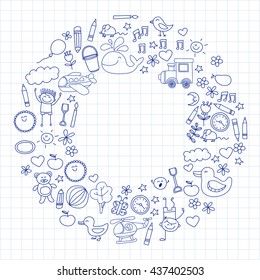 Doodle vector kindergarten elements