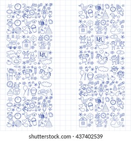 Doodle vector kindergarten elements