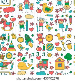 Doodle vector kindergarten elements