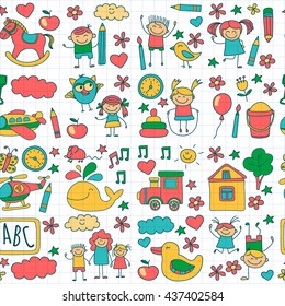 Doodle vector kindergarten elements