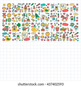 Doodle vector kindergarten elements