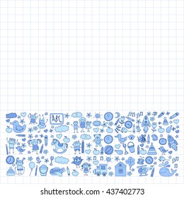 Doodle vector kindergarten elements