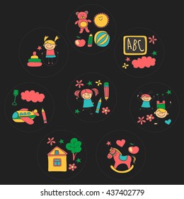 Doodle vector kindergarten elements