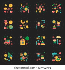Doodle vector kindergarten elements