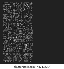 Doodle vector kindergarten elements