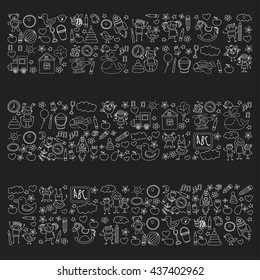Doodle vector kindergarten elements