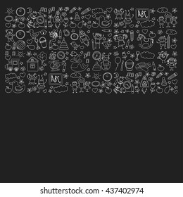 Doodle vector kindergarten elements