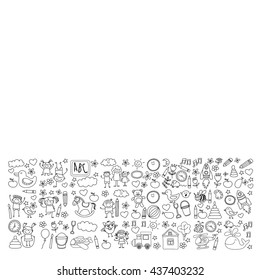 Doodle vector kindergarten elements