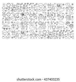 Doodle vector kindergarten elements