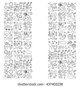 Doodle vector kindergarten elements