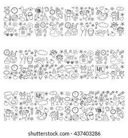 Doodle vector kindergarten elements