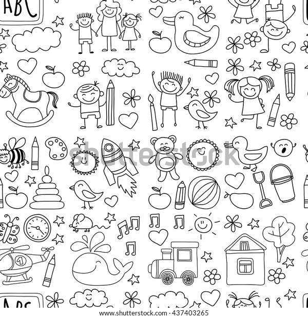 Doodle Vector Kindergarten Elements Stock Vector (Royalty Free ...