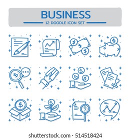 Doodle vector line icons set of Business