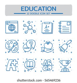 Doodle vector line icons set of Education