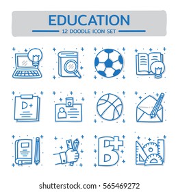Doodle vector line icons set of Education