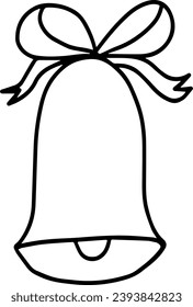 Doodle, Vektorgrafik, fröhlicher Weihnachtsglocke, handgezeichnet schwarz auf weißem Hintergrund