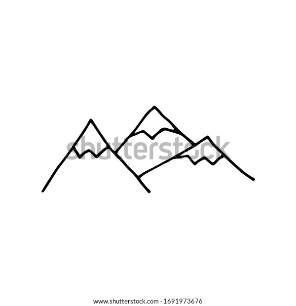 Doodle Vector Mountains Outline Mountain Isolated Stock Vector (royalty 