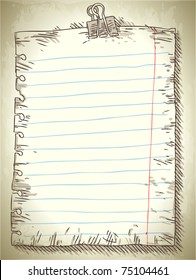 doodle vector old blank paper with clip