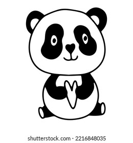 Doodle vector panda with heart to save animals