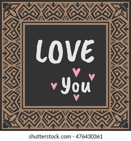 Doodle vector pattern ethnic tribal style frame.Native style invitation.