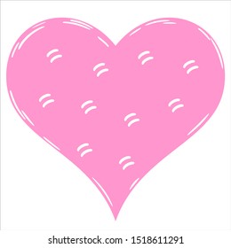 Doodle vector pink heart. Sticker love.