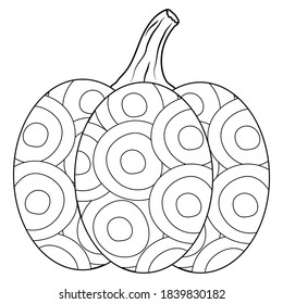 Doodle vector pumpkin with geometrical ornament. Hand drawn autumn illustration for adult and children antistress drawing. Nice leisure activity. Eps10