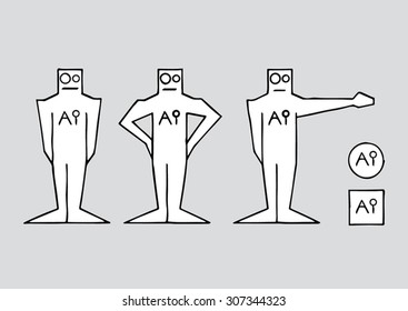 Doodle vector robots set.