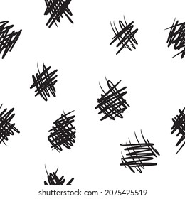 Doodle vector seamless handwritten foundation black on white. For various design needs.