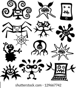 doodle vector set of abstract monsters