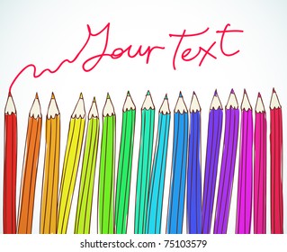 doodle vector set of colored pencils