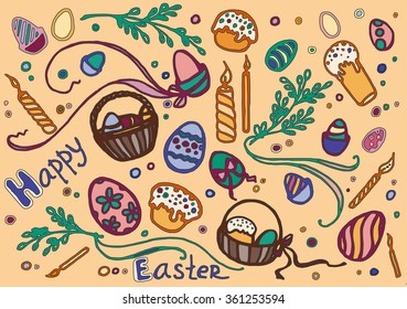 Doodle vector set of easter, excellent vector illustration, EPS 10