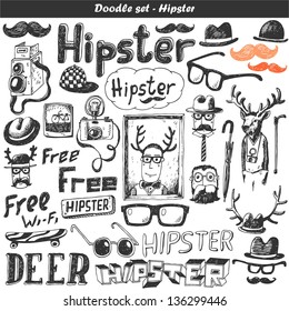 Doodle vector set - hipster