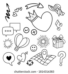 doodle vector set illustration with hand draw line art style vector.