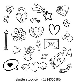 doodle vector set illustration with hand draw line art style vector.