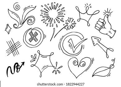 doodle vector set illustration with hand draw line art style vector.