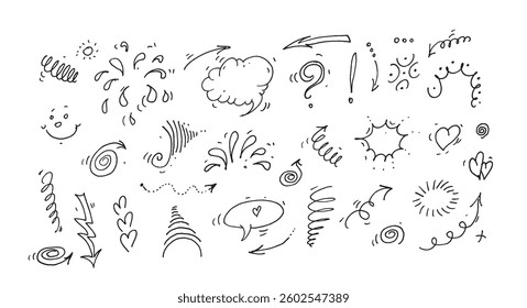 Doodle vector set illustration with hand draw line art style vector