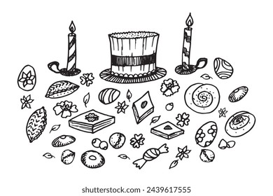doodle vector set illustration of xoncha for Novruz holiday table