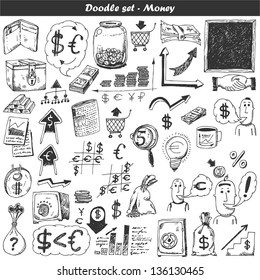 Doodle vector set - money