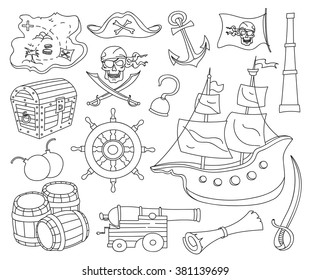 Doodle vector set of pirates, vector illustration, EPS 10