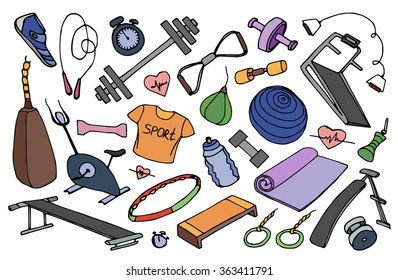 Doodle vector set of sport