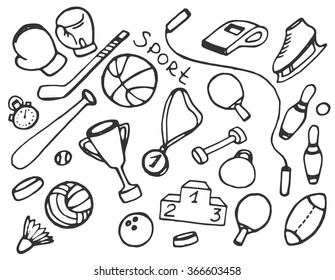 Doodle vector set of sport