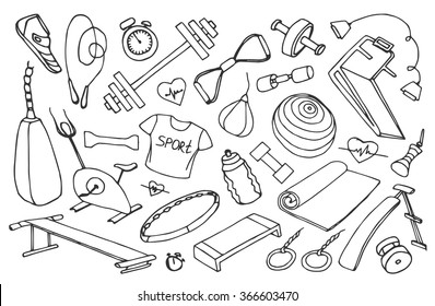 Doodle vector set of sport