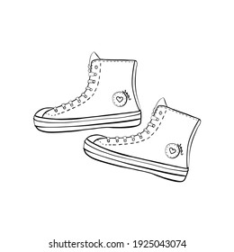 Doodle Vector Sneakers Line Art Stock Vector (Royalty Free) 1925043074 ...