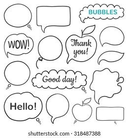 Doodle vector speech bubbles set. 