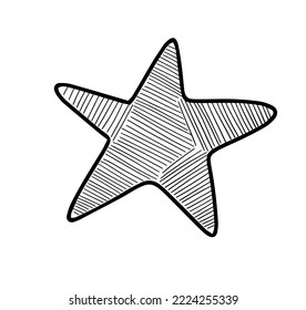 Estrella vector Doodle con tira. Ilustración dibujada por mano