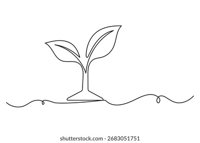 Ilustración de una línea de estilo de Vector Doodle de etapas de crecimiento de plantas con trazo editable y diseño mínimo
